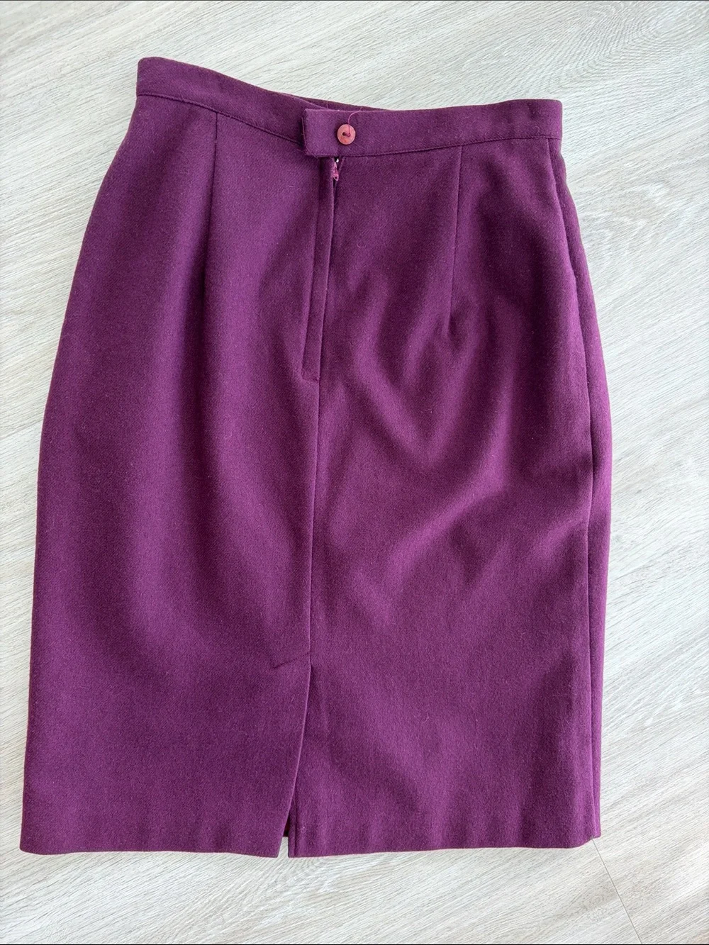 Michele Vintage 90s Wool Pencil Skirt Women’s 10 Purple Midi Lined 100% Wool